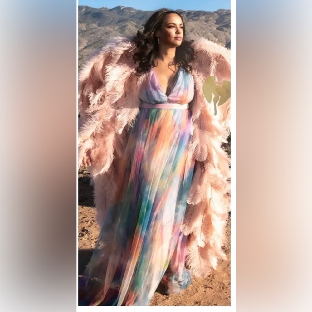 Elegant Moment Multi Watercolor Backless Maxi Dress - Picture 4 of 11